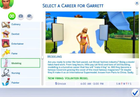 The Sims 4 Modeling Career Mod