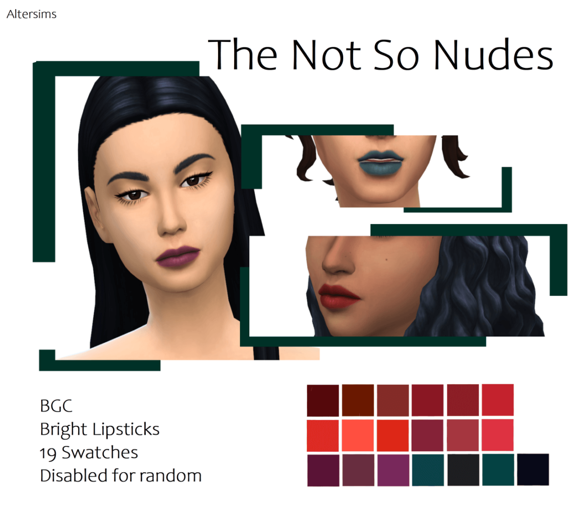 Sims 4 Makeup cc – The Not So Nudes Lipstick Set