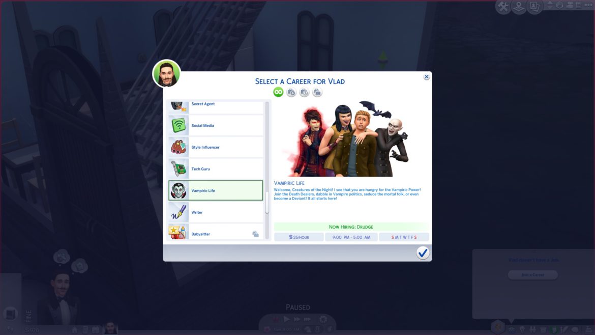 Sims 4 Vampire Life Career