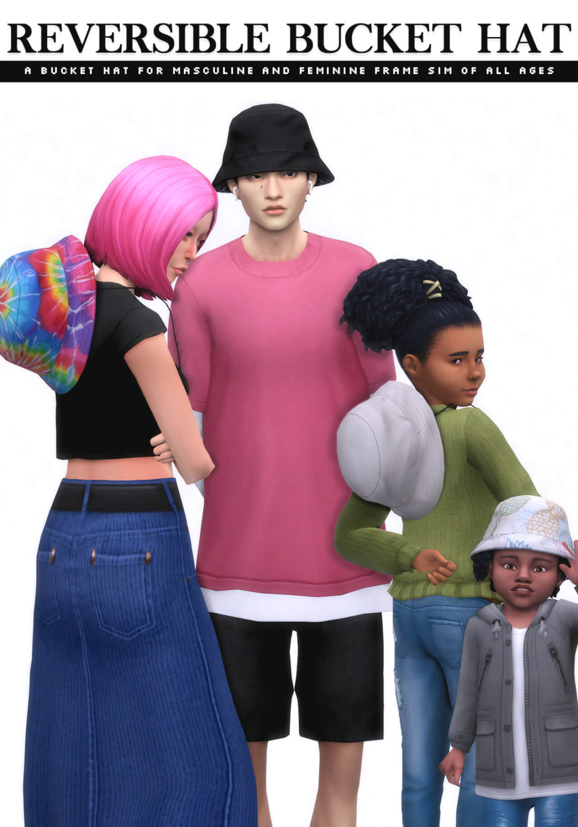 Sims 4 Accessories cc – Reversible Bucket Hat