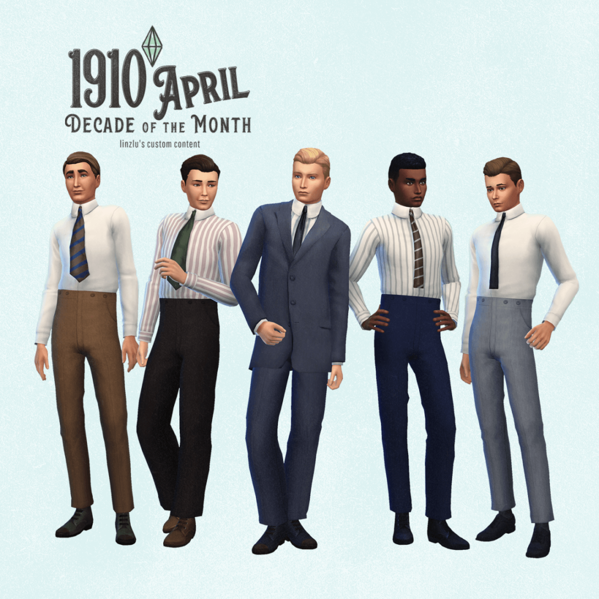 Sims 4 Clothing cc – 1910s Men’s Mix and Match