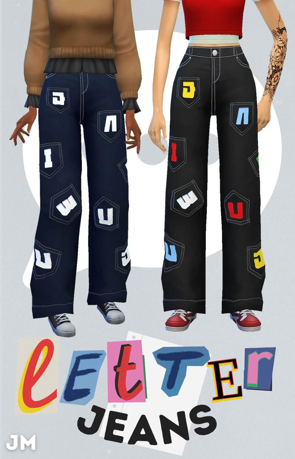 Sims 4 Clothing cc – LETTER JEANS