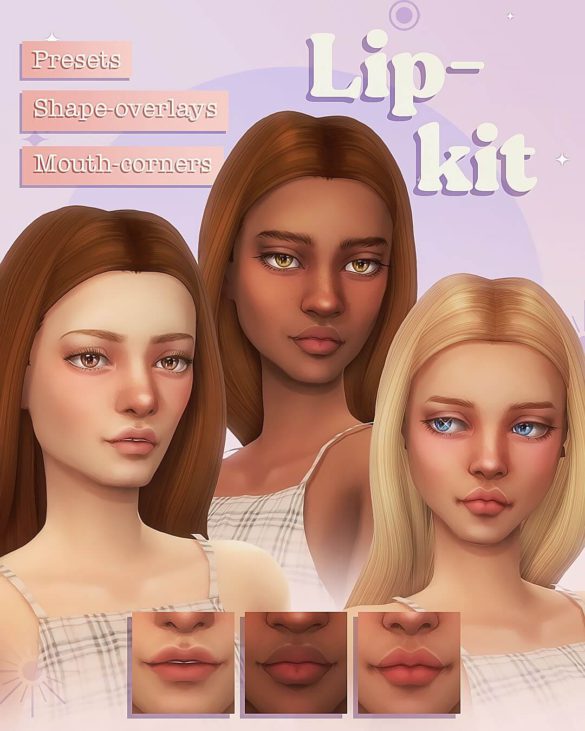 Sims 4 Lip kit: presets, shape-overlays & mouth-corners