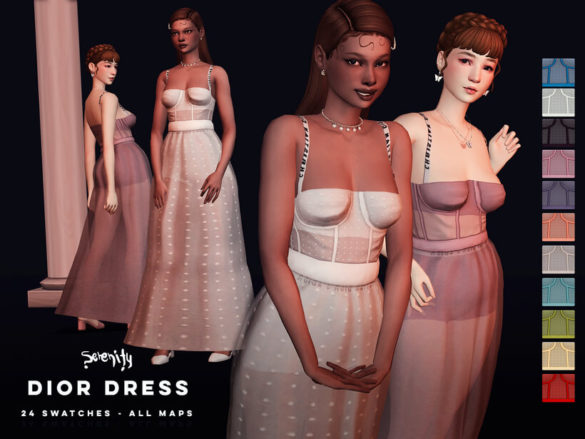 Sims 4 Maxis Match Dress Dior SET