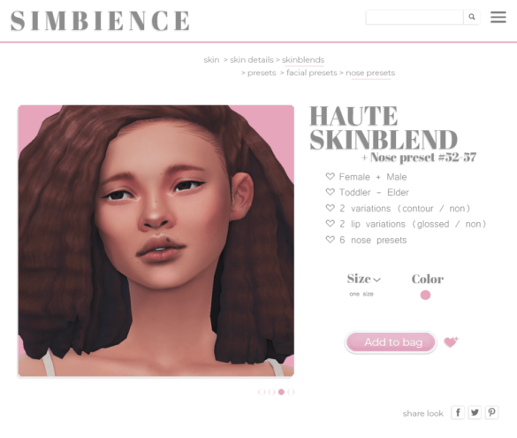 Sims 4 Haute skinblend Nose presets