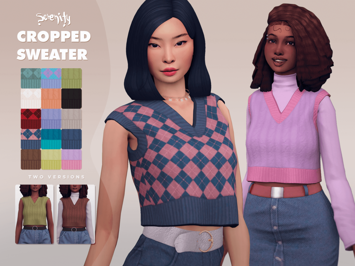 Sims 4 Cropped Sweater (two versions)