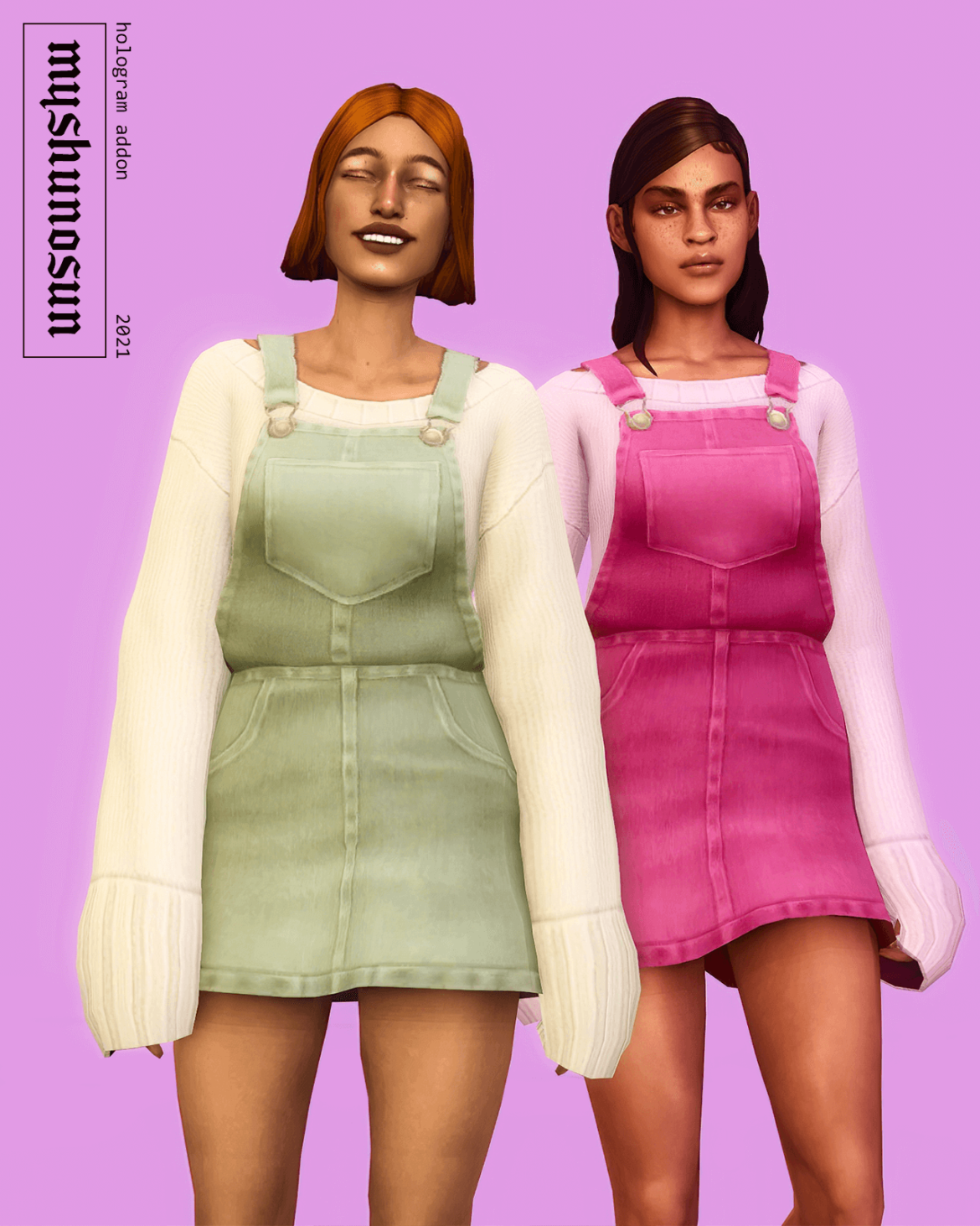 Sims 4 hologram set addon // sweater + overalls