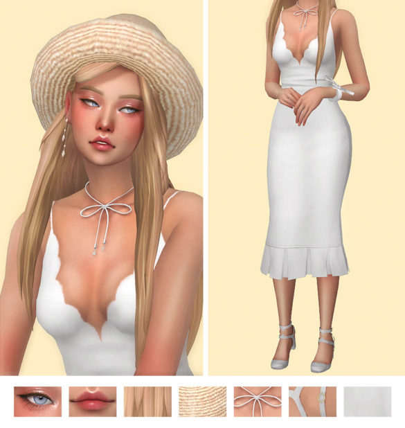 Sims 4 EGRRRL white dress Lookbook