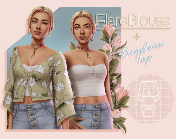 Sims 4 Flare Blouse & Bandeau Top