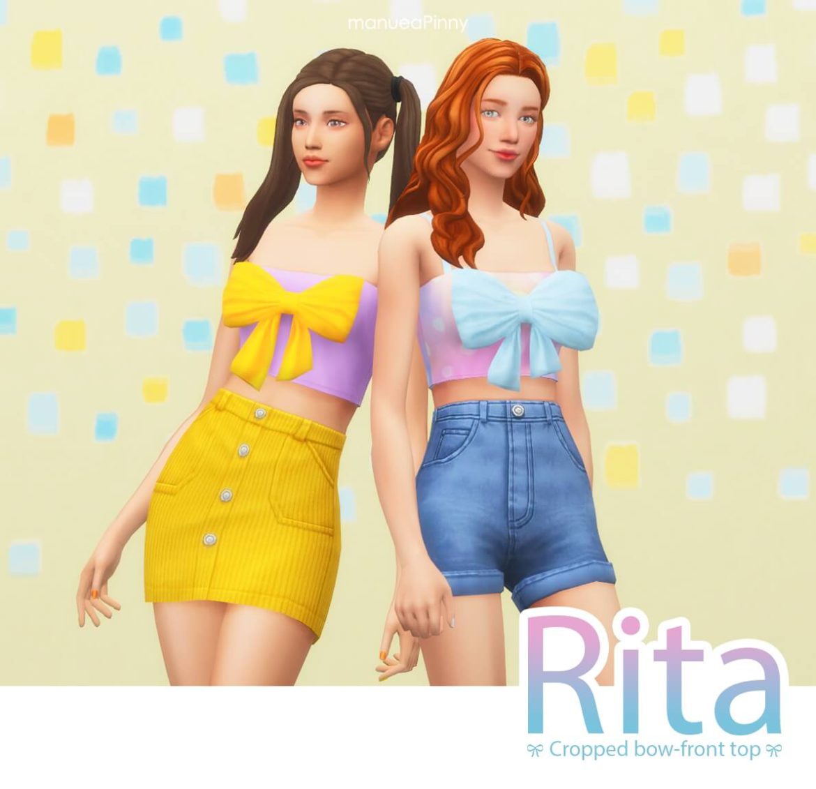 Sims 4 Cropped bow front top