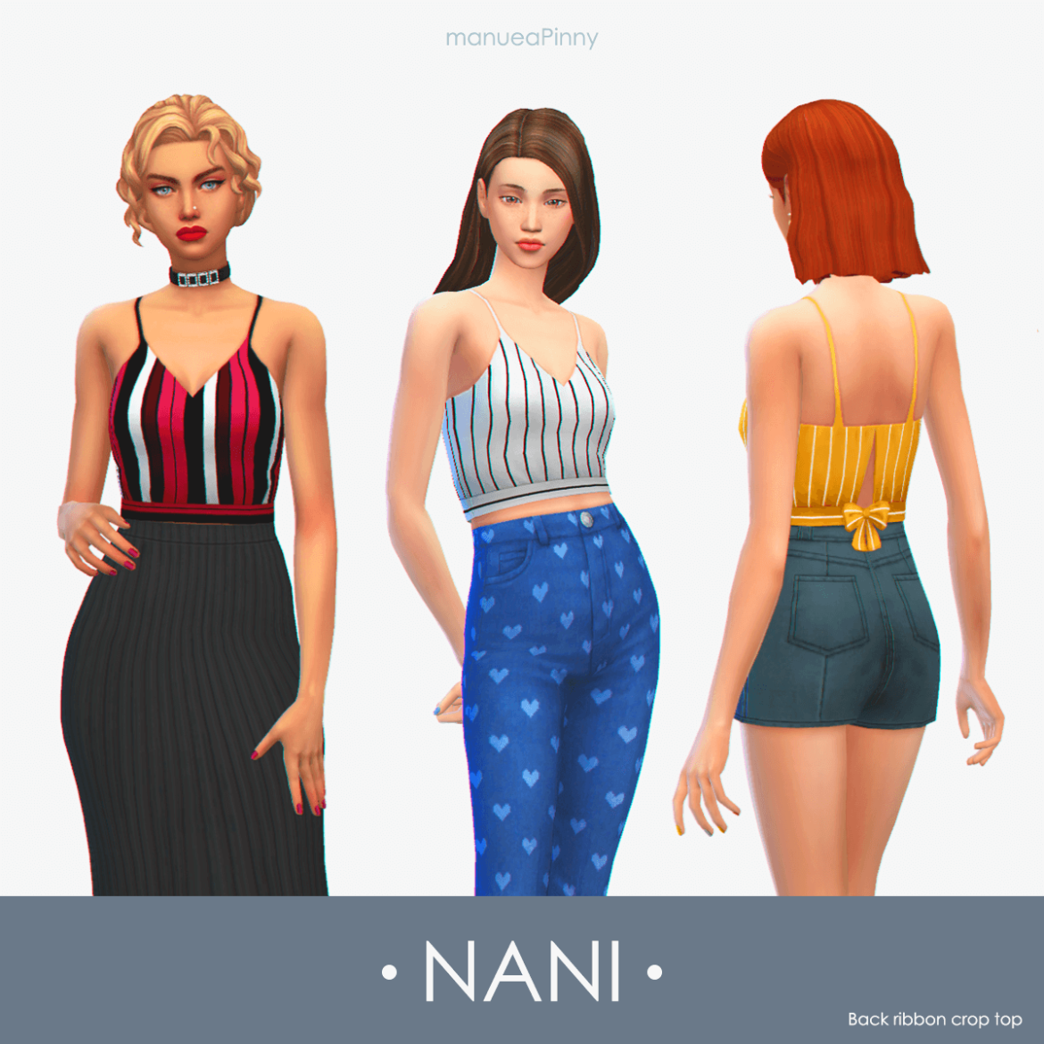 Sims 4 Back ribbon crop top