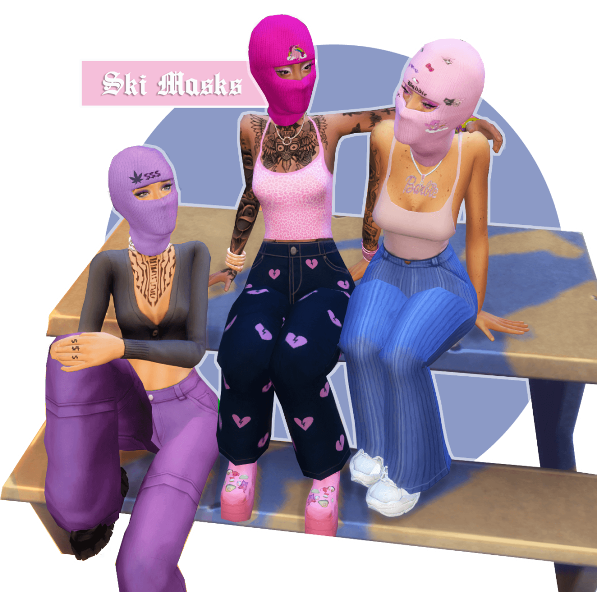 Sims 4 Embroidered Ski Masks