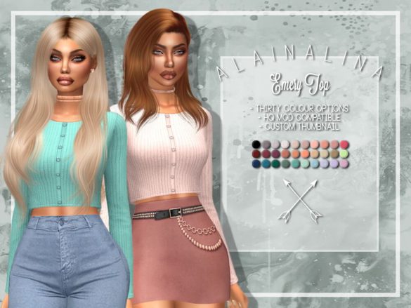 Sims 4 Emery cropped button-on rib cardigan at AlainaLina