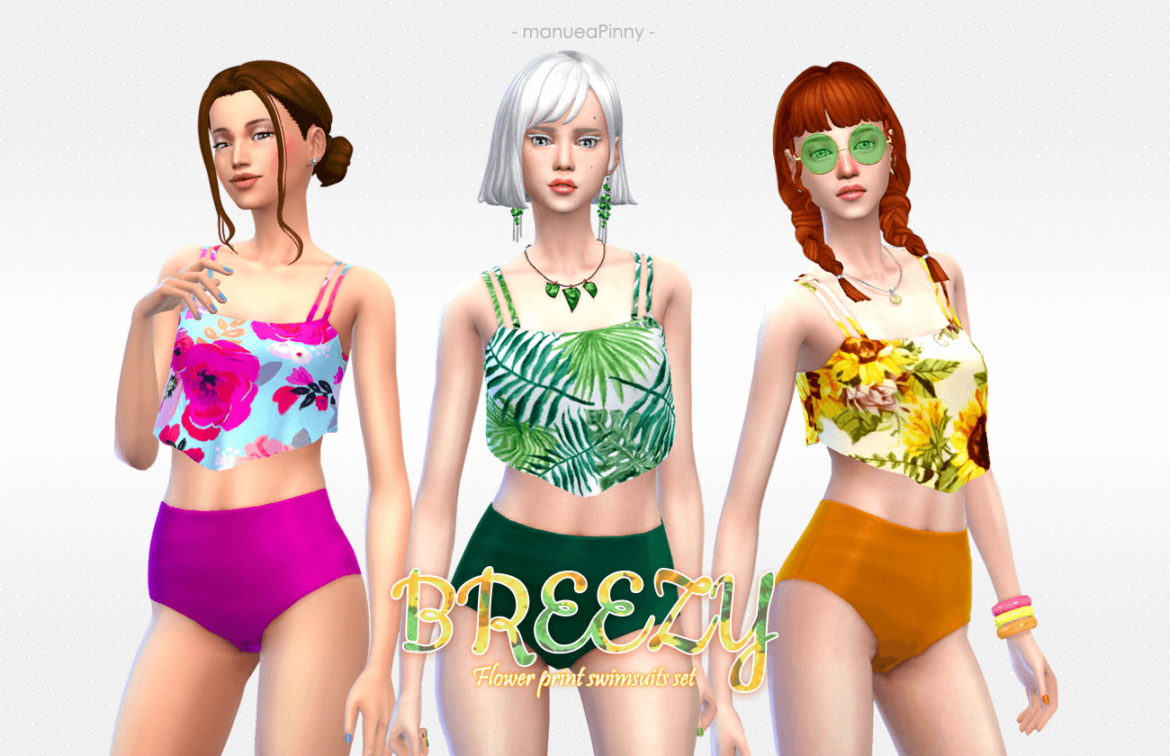 Sims 4 Flower print swimsuits set