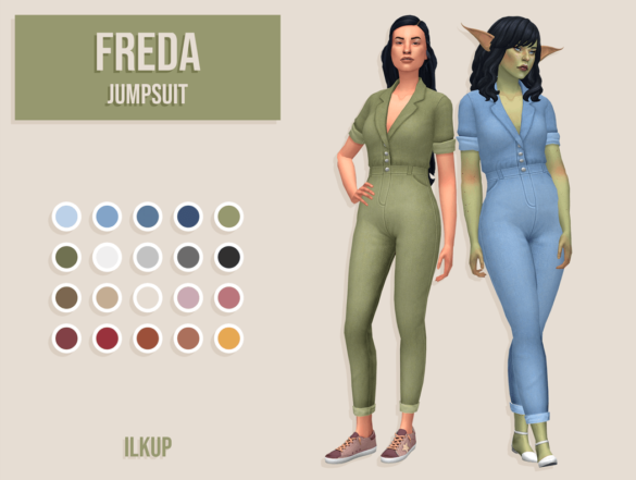 Sims 4 Freda Jumpsuit 20 Swatches New Mesh Correct Lods