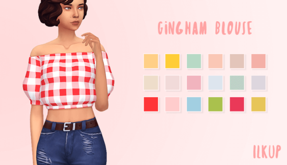 Sims 4 Gingham Blouse Standalone Recolour Requires
