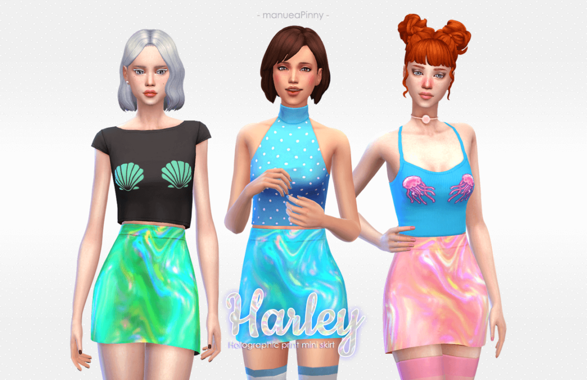 Sims 4 Holographic print mini skirt