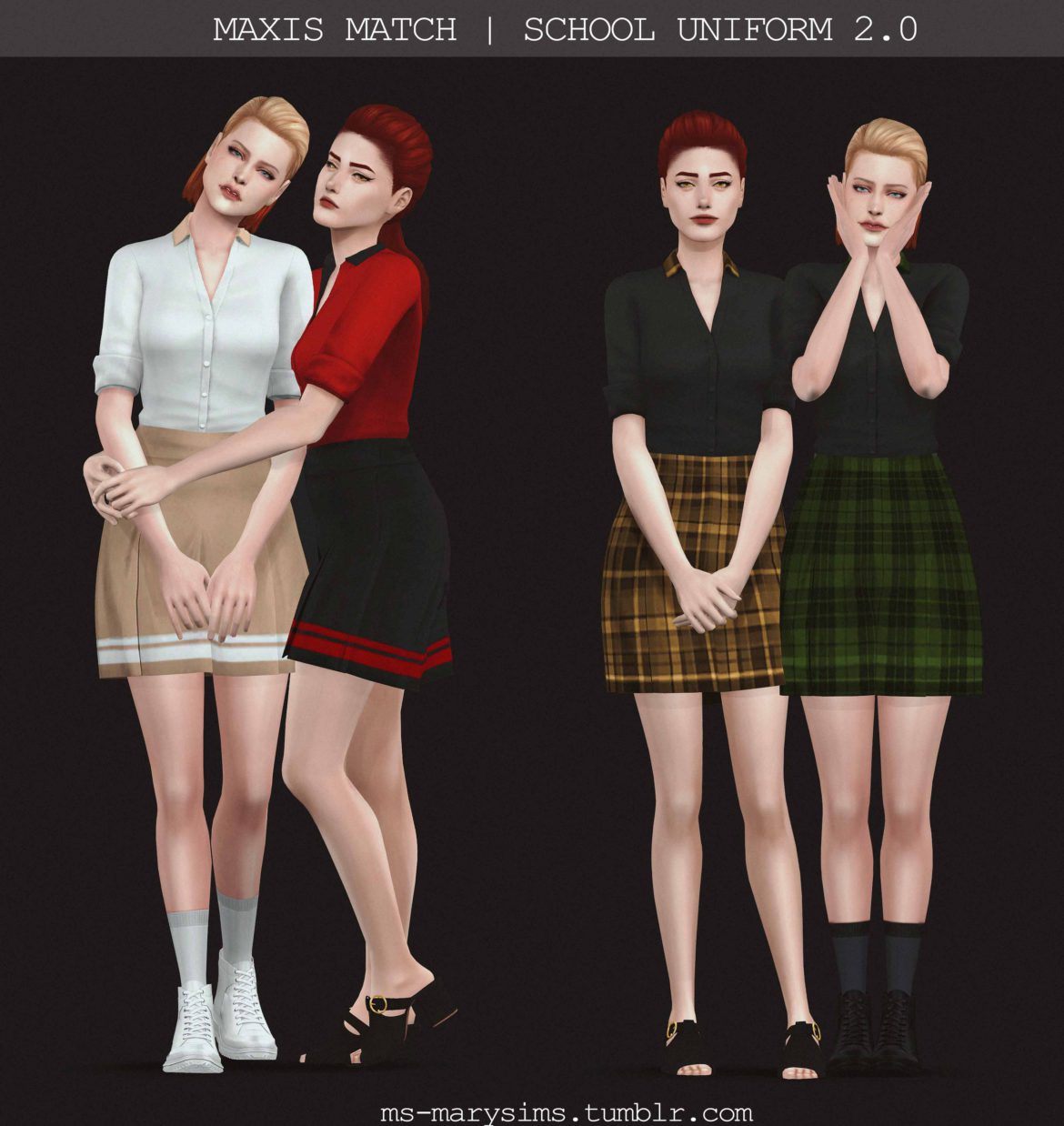 Sims 4 MAXIS MATCH School Uniform 2.0
