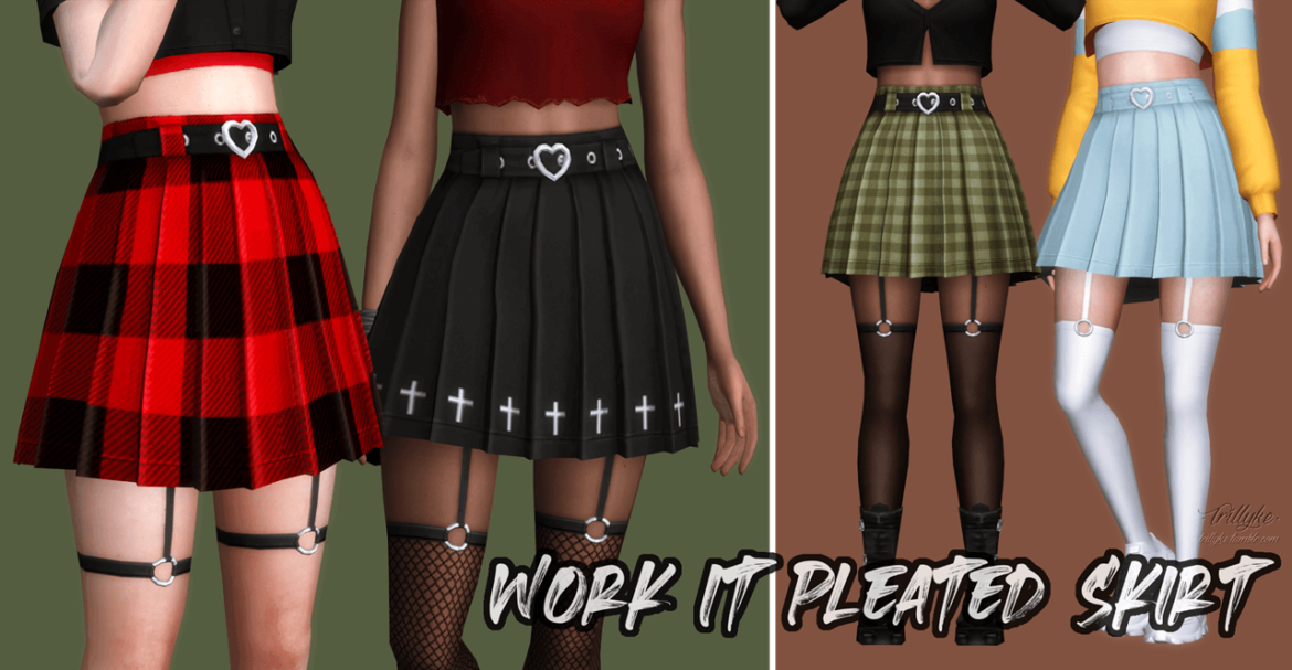 Sims 4 Work It Pleated Skirt & Trigger Garter Tights