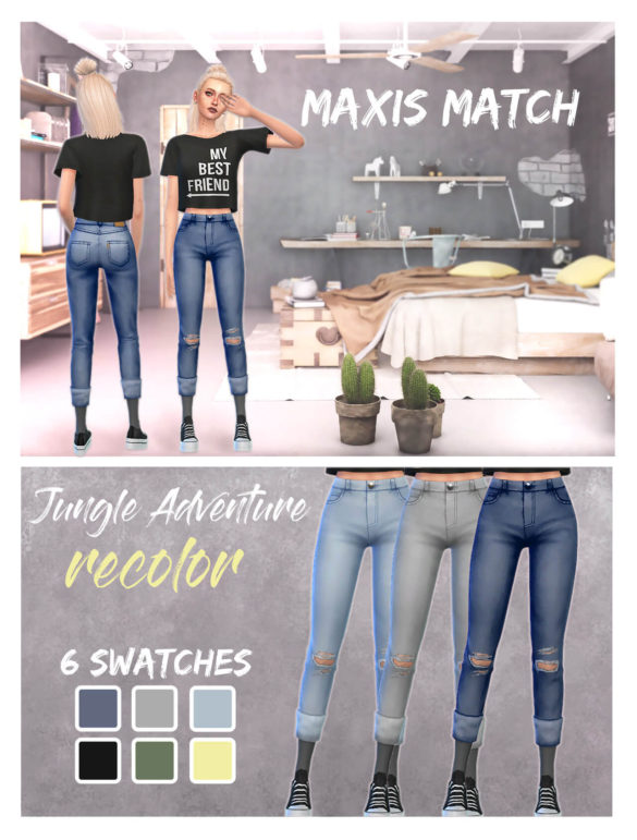 Sims 4 Jungle Adventure recolored jeans - MiCat Game