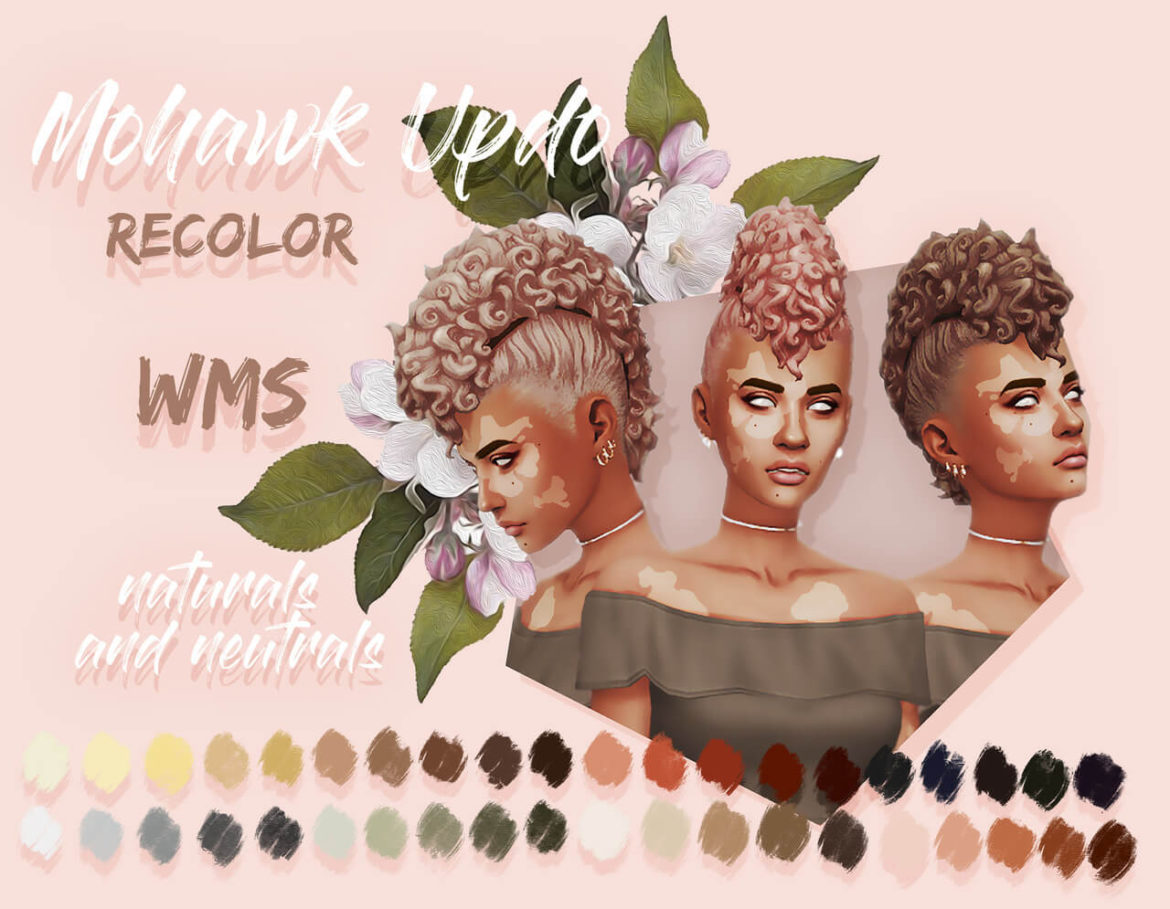 Sims 4 Mohawk Updo Hair recolor