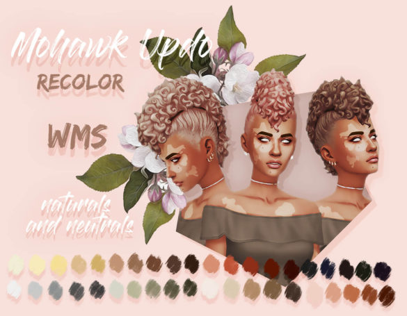 Sims 4 Mohawk Updo Hair recolor