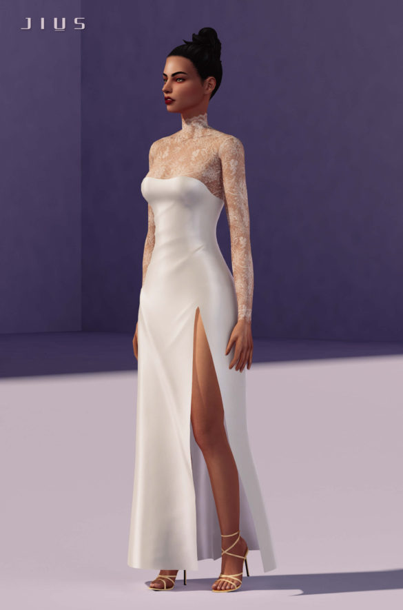 Sims 4 Bride Collection Part I Jius Lace Wedding Dress 01