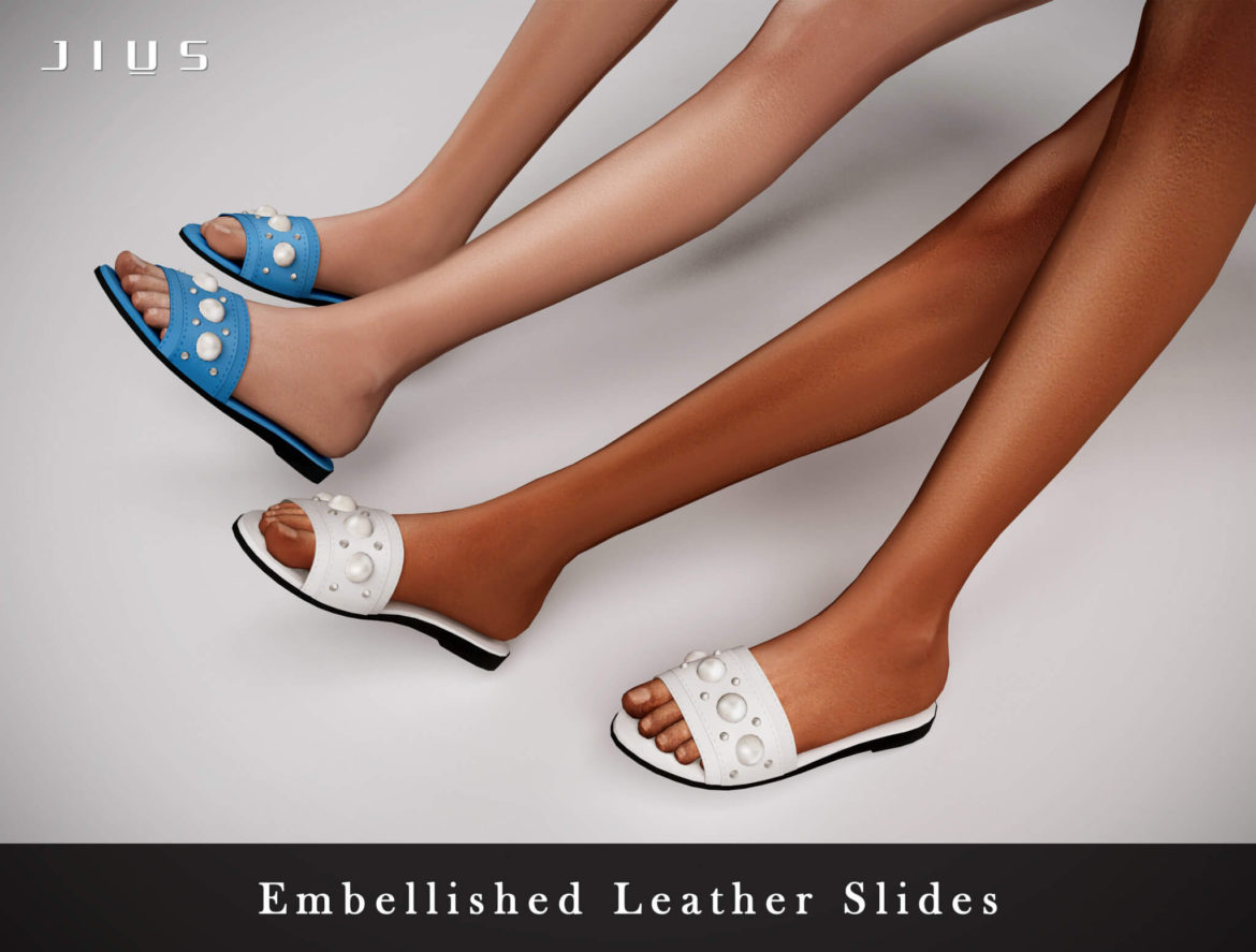 Sims 4 Embellished Leather Slides