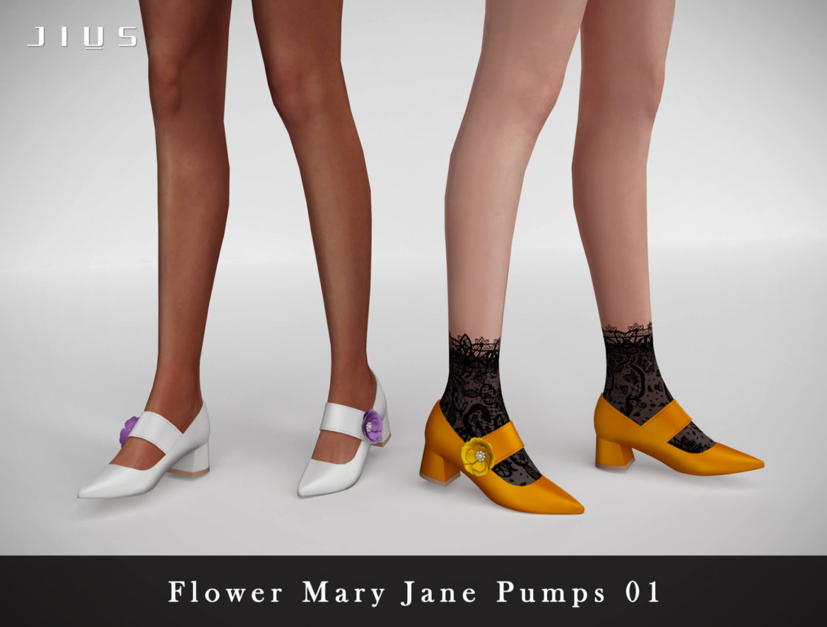 Sims 4 Flower Mary Jane Pumps 01