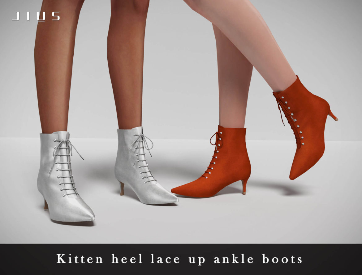 Sims 4 Kitten heel lace up ankle boots