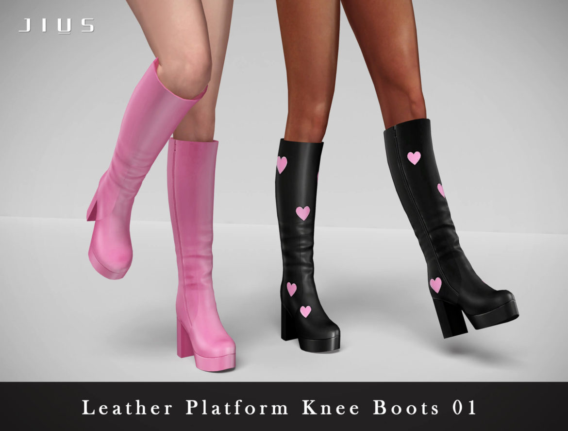 Sims 4 Leather Platform Knee Boots 01