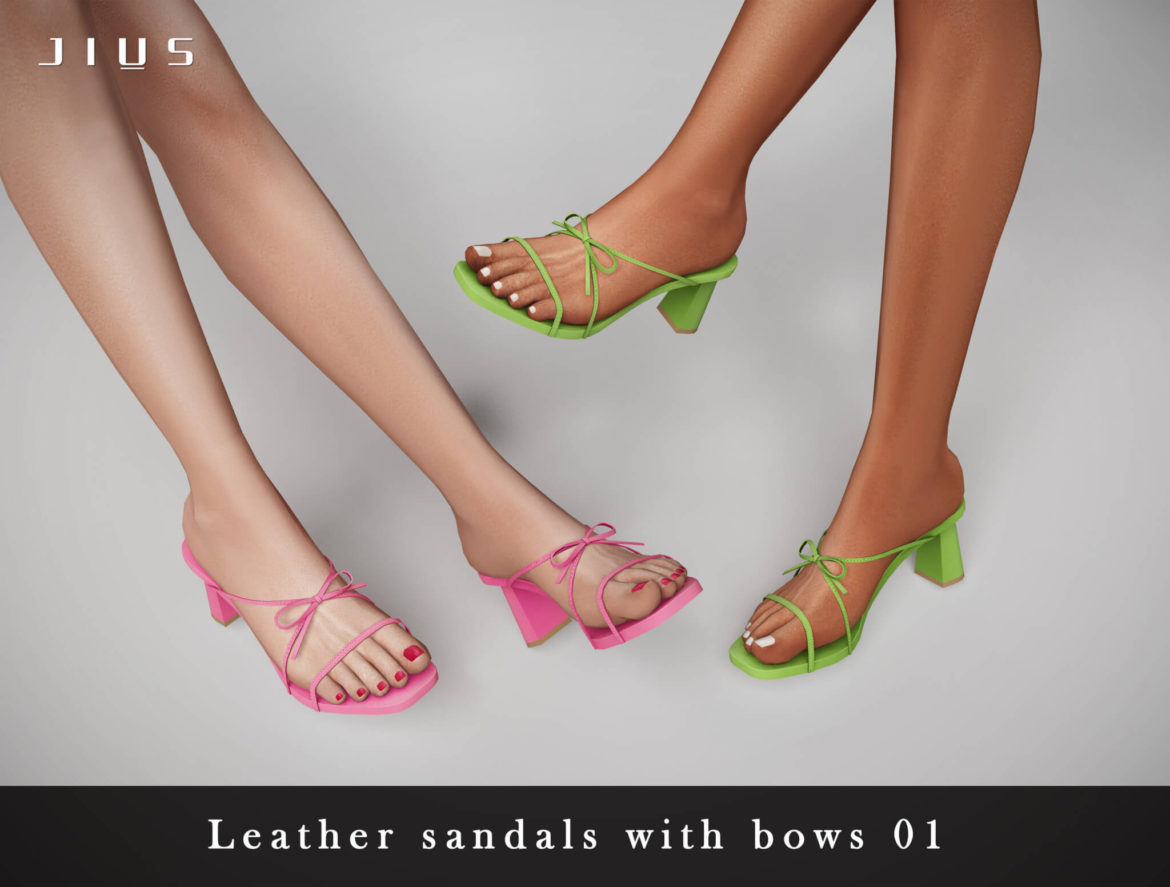 Sims 4 Leather sandals with bows 01