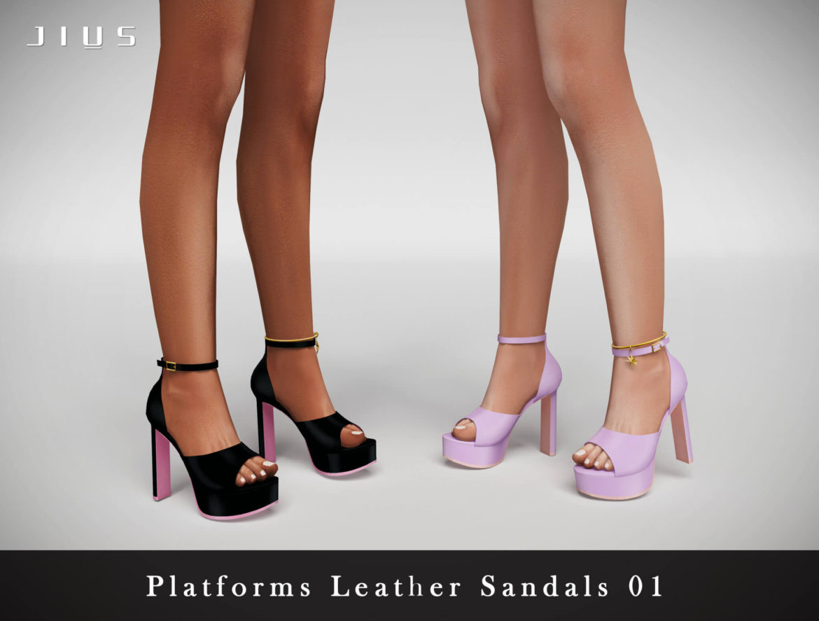 Sims 4 Platforms Leather Sandals 01
