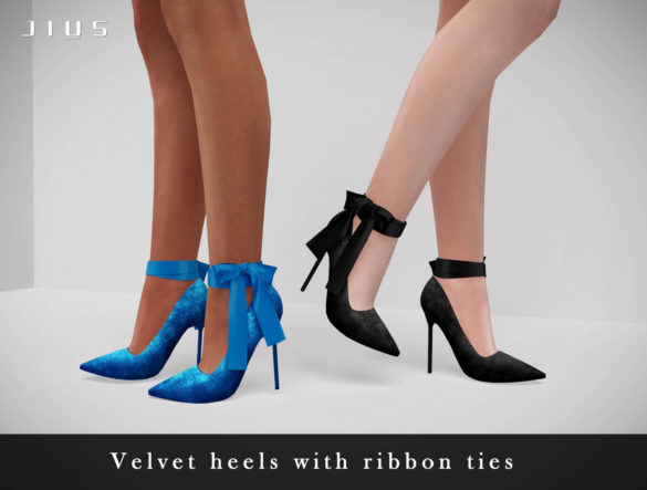 Sims 4 Velvet heels with ribbon ties 01