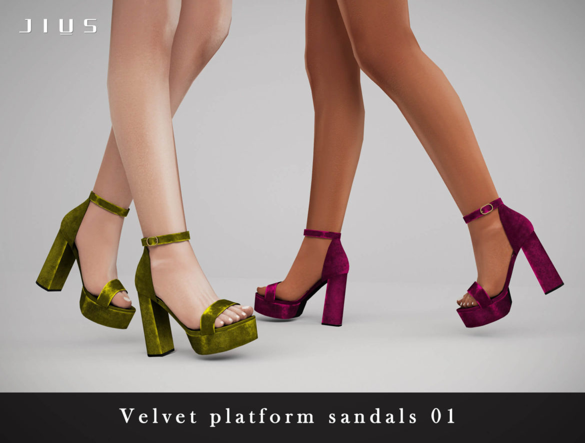 Sims 4 Velvet platform sandals 01