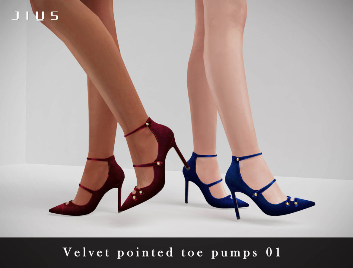 Sims 4 Velvet pointed toe pumps 01