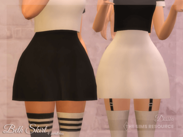 Sims 4 beth skirt 4 swatches base game compatibile