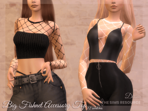 Sims 4 big fishnet accessory top 12 swatches 2 colors 2