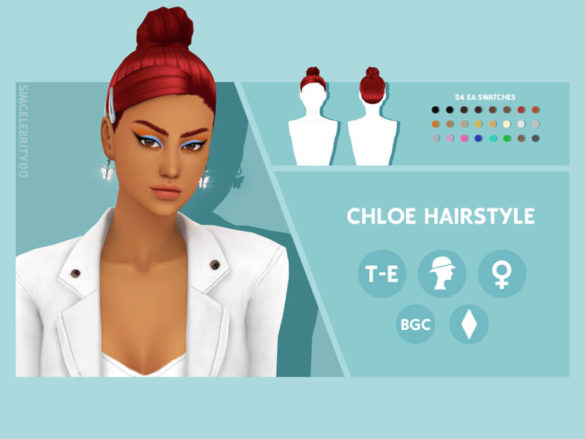 Sims 4 Chloe high bun side bang hairstyle