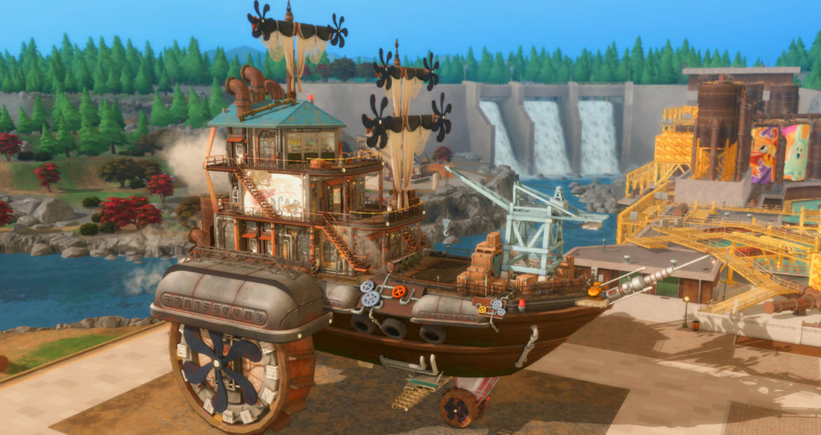 Sims 4 fantasy steampunk inspired airship