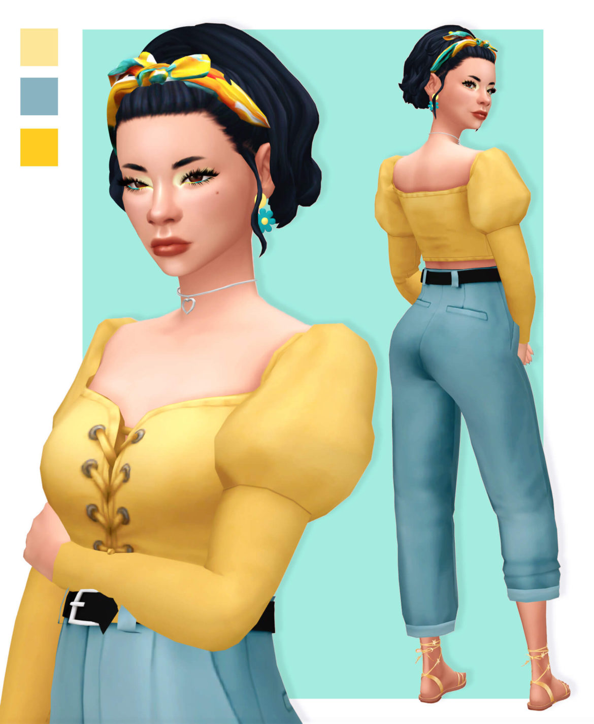 Sims 4 lookbook headband hair earrings eyeshadow