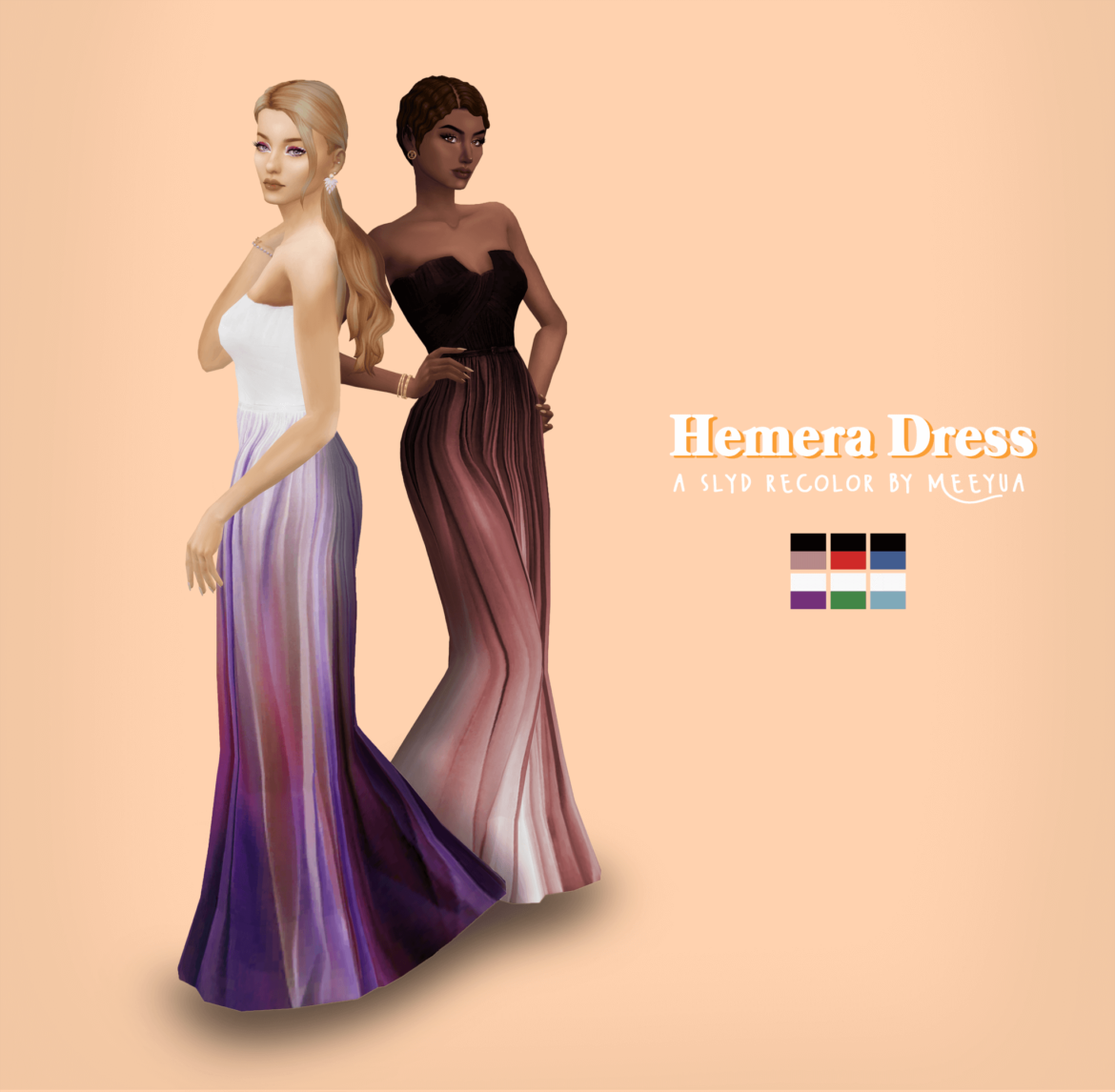 Sims 4 hemera dress a recolor from slyds lovely violet