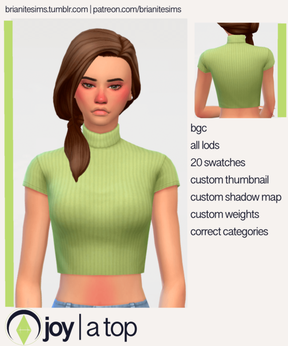 Sims 4 joy top bgc 20 swatches