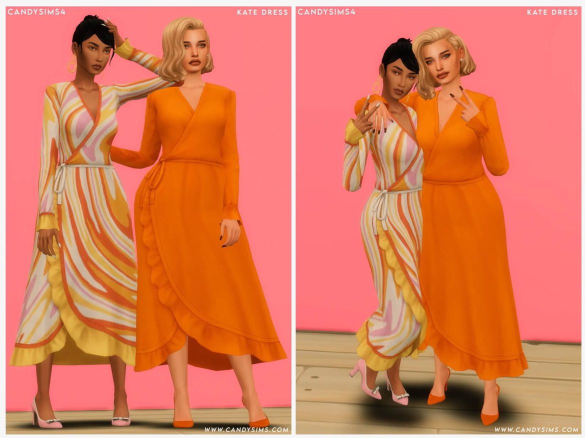 Sims 4 KATE wrapped dress with ruffles