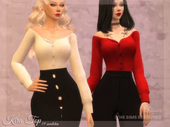Sims 4 kira top 19 swatches base game compatibile custom