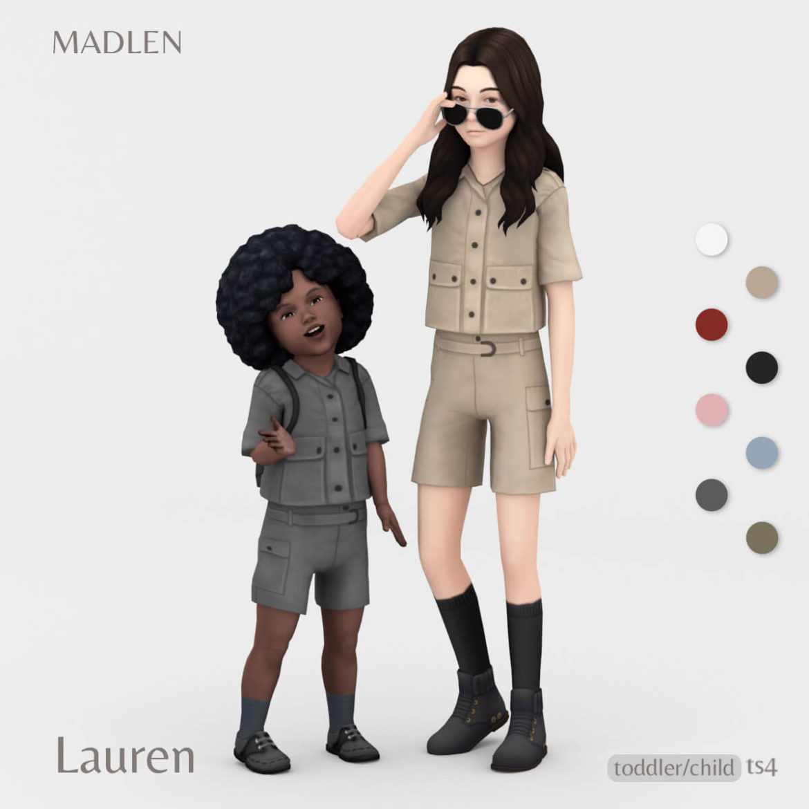 Sims 4 lauren outfit cargo shorts and a matching shirt