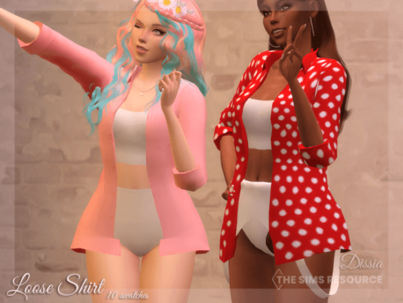 Sims 4 loose shirt 10 swatches base game