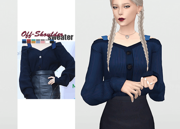 Sims 4 off shoulder sweat top