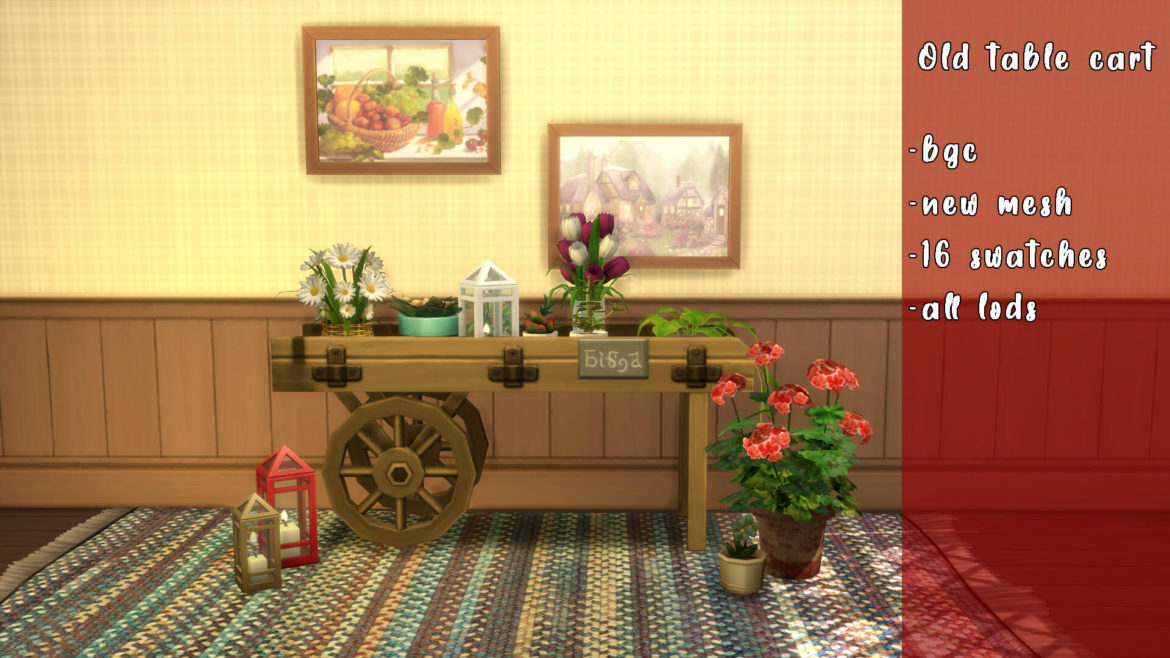 Sims 4 old table cart bgc new mesh all lods custom