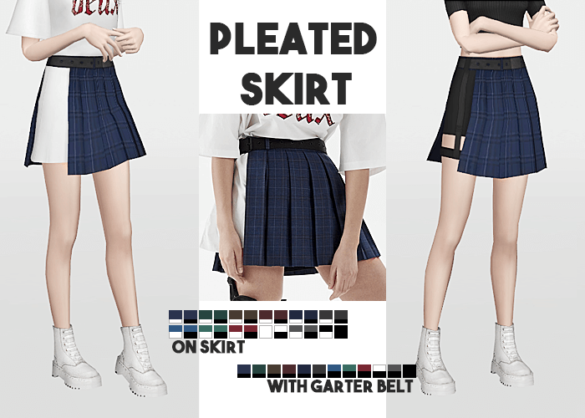 Sims 4 pleated skirt on skirt pleated skirt with garter